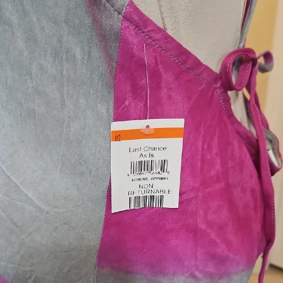 Topshop Vibrant Pink and Gray Cowl Neck Satin Maxi Dress Size 6 - Picture 8 of 11
